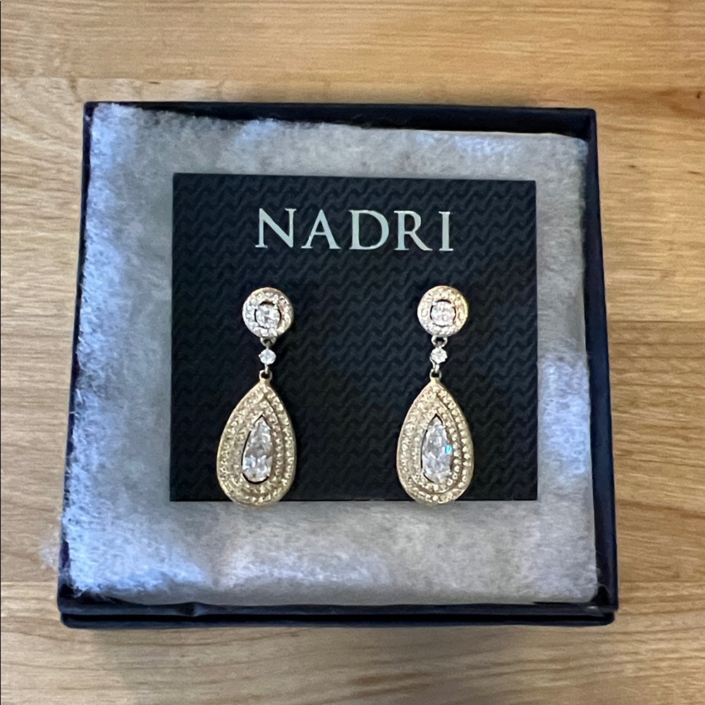 Nadri Linear Sparkle Pear Drop Earrings